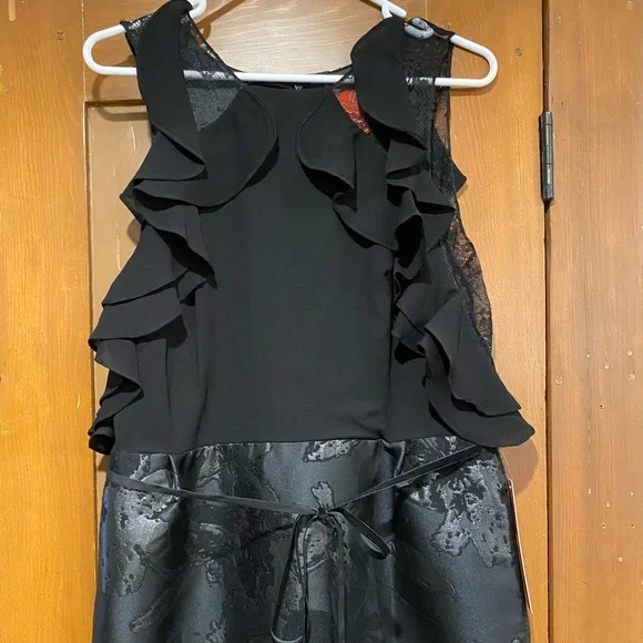 Brand New,RARE,Monique Lhuillier Black Floral Formal Long Dress,Size 12 - Picture 4 of 7